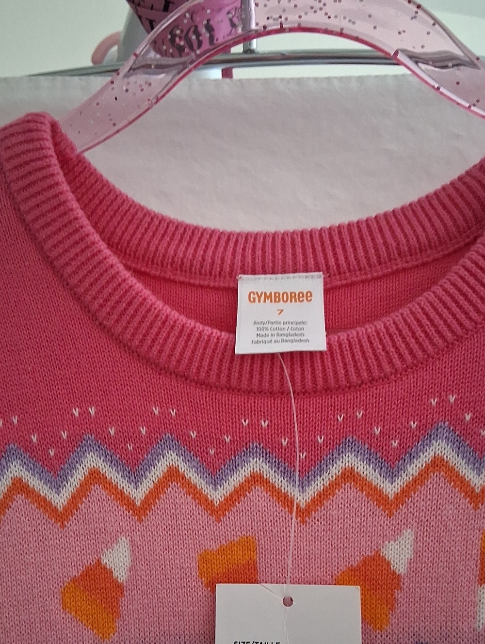 Gymboree Pink Carmine Knit Pumpkin Sweater Dress Size 7. - Picture 3 of 7